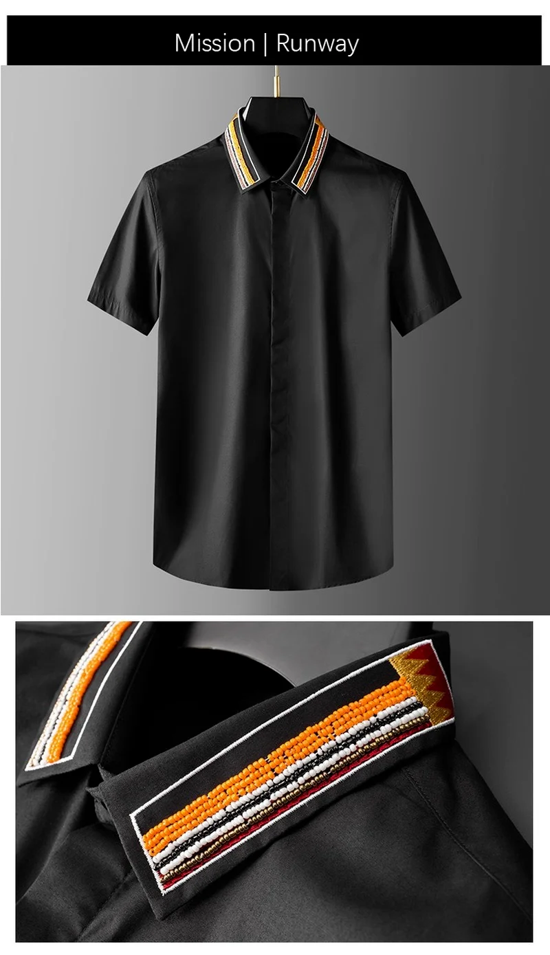 The collar is hand-beaded exclusively for shirts, short sleeves, contrast patterns, embroidery, trendy men korean clothes
The collar is hand-beaded exclusively for shirts, short sleeves, contrast patterns, embroidery, trendy men korean clothes