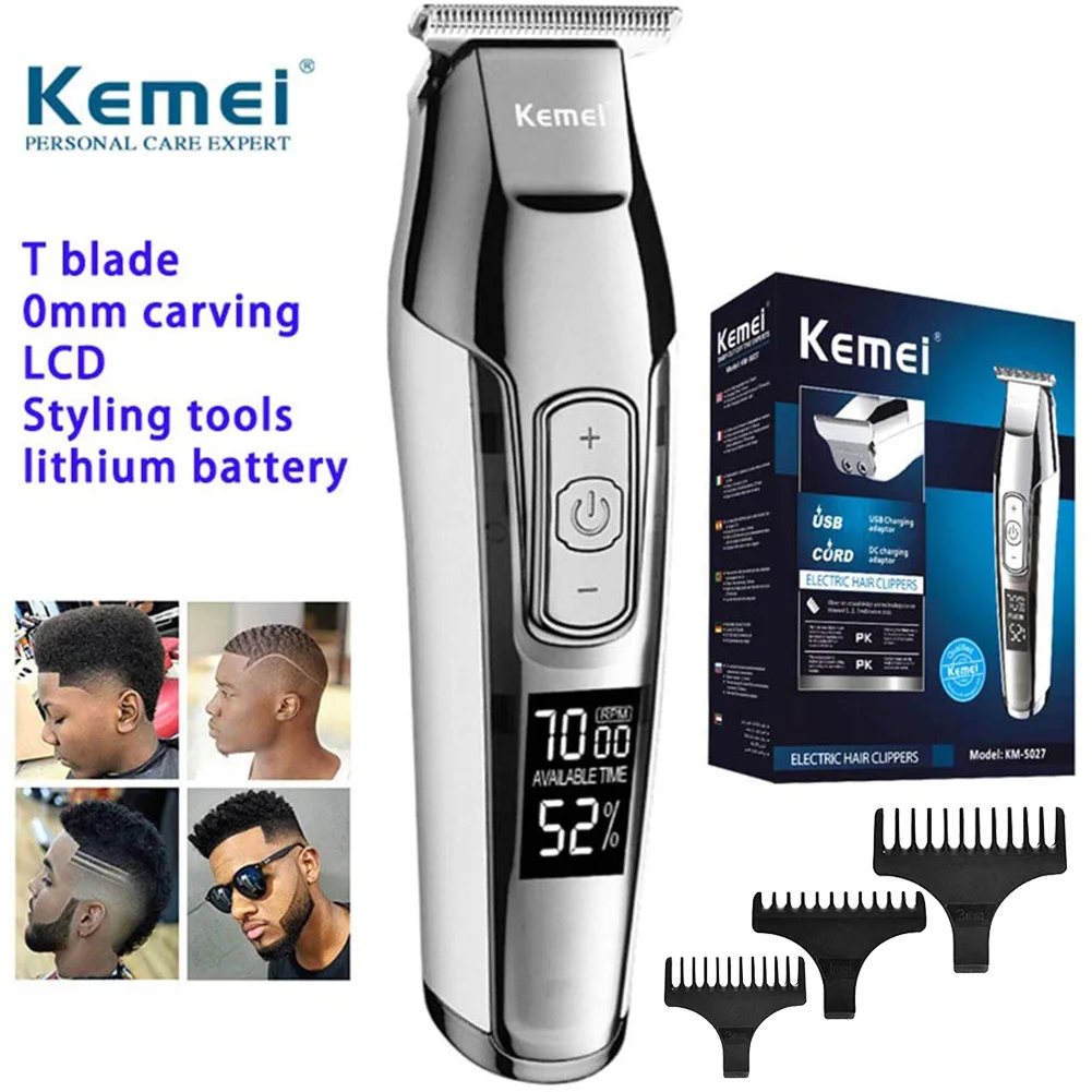 

KEMEI KM-5027 Hair Clippers for Men Hair Beard Trimmer Rechargeable Barber Hair Grooming Kit with 3 Guide Combs Barber clipper