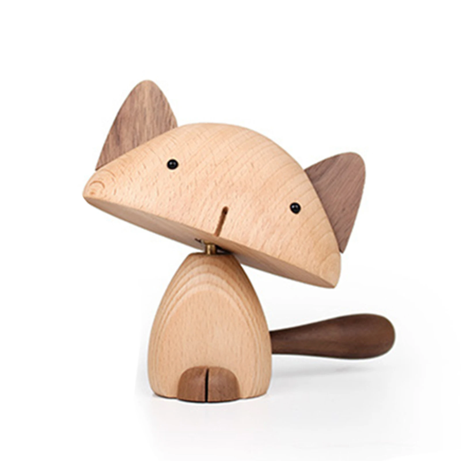 

Nordic Wooden Cat Handmade Figures Walnut Lovely Toys With Movable Joint Home Decoration Desktop Ornament Kids Toys Gift HUG