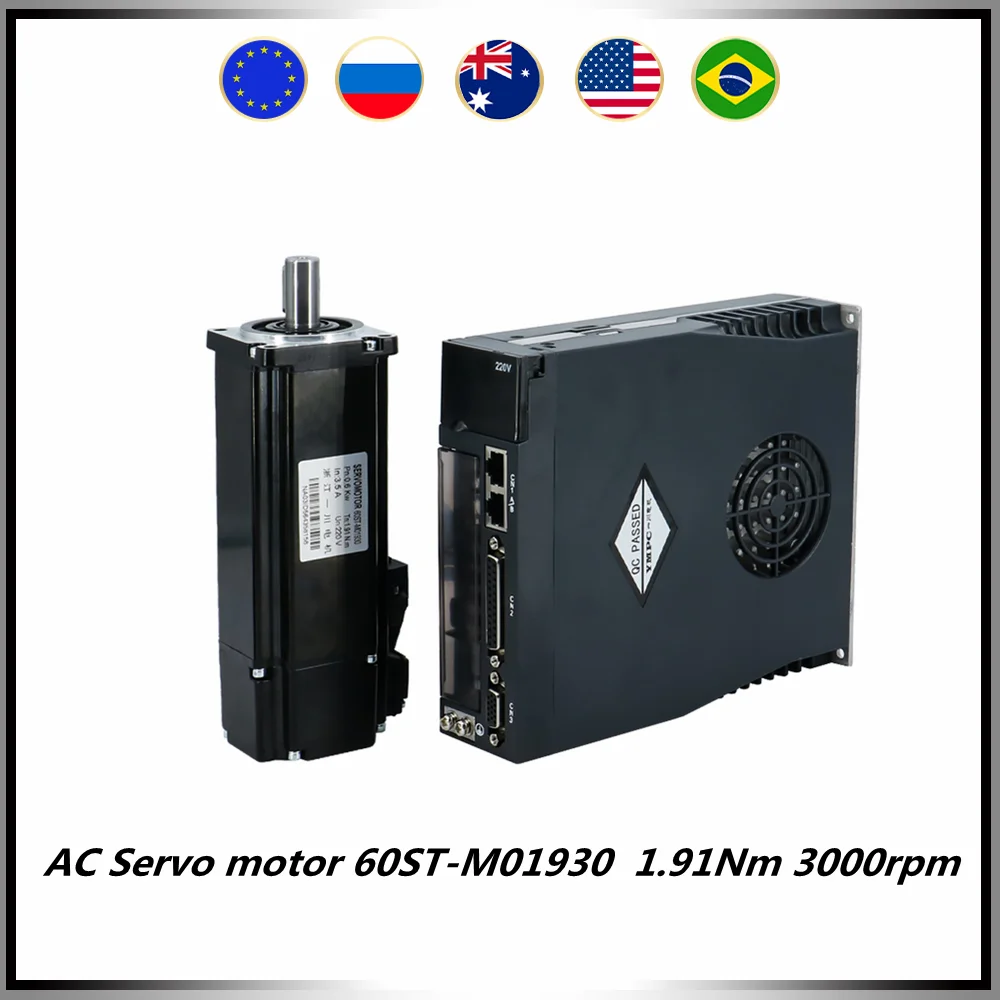 600W 220v AC Servo motor 60ST-M01930 1.91Nm 3000rpm + AC driver A1-SVD15 +3meters power cable+3 meters encoder cable for CNC
600W 220v AC Servo motor 60ST-M01930 1.91Nm 3000rpm + AC driver A1-SVD15 +3meters power cable+3 meters encoder cable for CNC