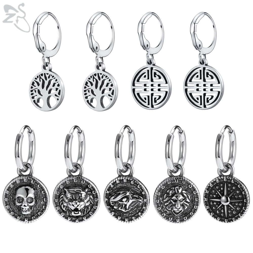 ZS 2 PCS 316L Stainless Steel Punk Drop Earring For Women Men Vintage Retro Round Earrings Skull Animals Pattern Earring Jewelry
ZS 2 PCS 316L Stainless Steel Punk Drop Earring For Women Men Vintage Retro Round Earrings Skull Animals Pattern Earring Jewelry