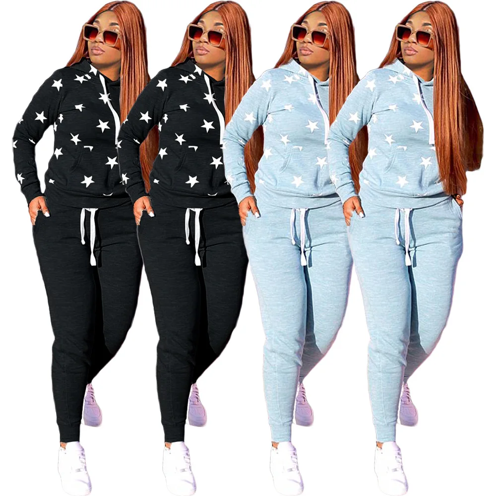 Women's sexy fashion hot sale casual suit, star pocket drawstring strap hooded sports two-piece suit
Women's sexy fashion hot sale casual suit, star pocket drawstring strap hooded sports two-piece suit