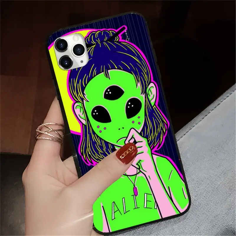 Aesthetics Cute Cartoon alien space Phone Cases for iPhone 11 12 pro XS MAX 8 7 6 6S Plus X 5S SE 2020 XR
