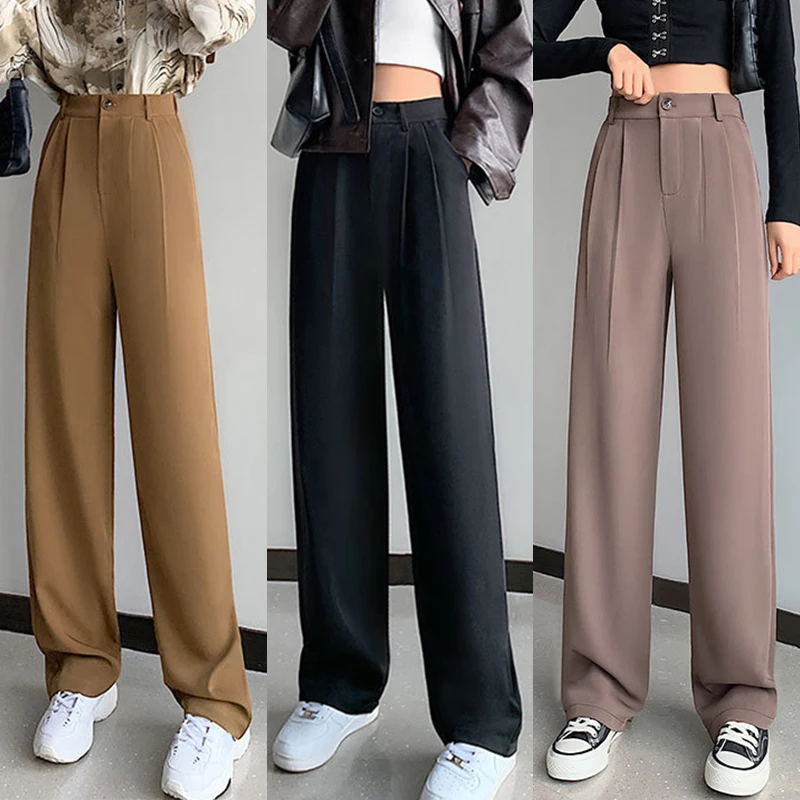 Female Simple Loose Suit Pants Chic Thin Long Trousers Solid Color Casual Floor-Length Women High Waist Wide Leg Pants
Female Simple Loose Suit Pants Chic Thin Long Trousers Solid Color Casual Floor-Length Women High Waist Wide Leg Pants