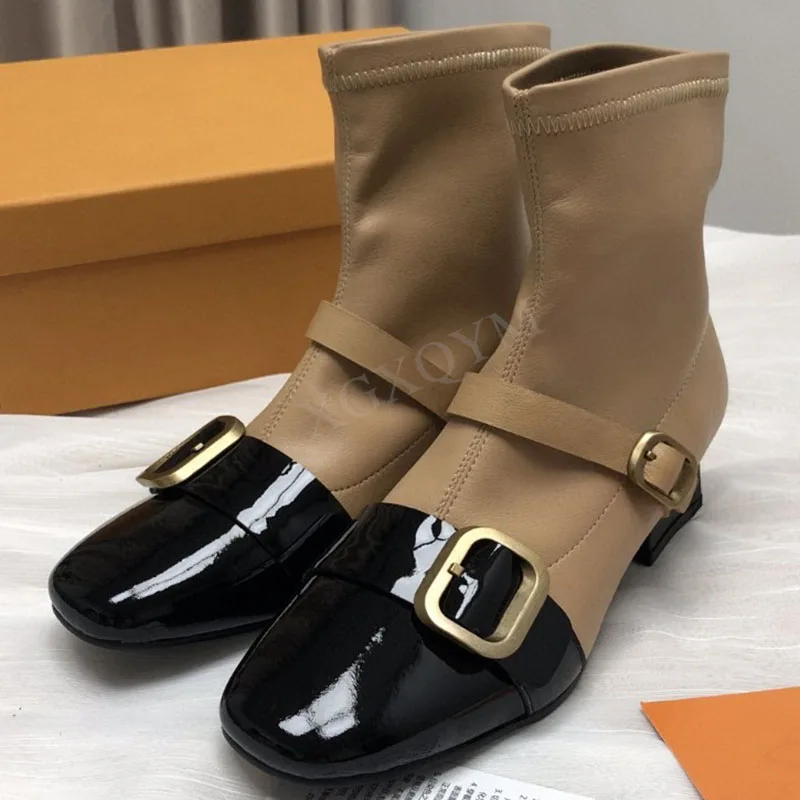 Luxury Brand Stretch Boots Ankle Boots Real Leather Mary Jane Shoes Classic Vintage Slip-On Short Botas Buckle Strap Booties New 
Luxury Brand Stretch Boots Ankle Boots Real Leather Mary Jane Shoes Classic Vintage Slip-On Short Botas Buckle Strap Booties New