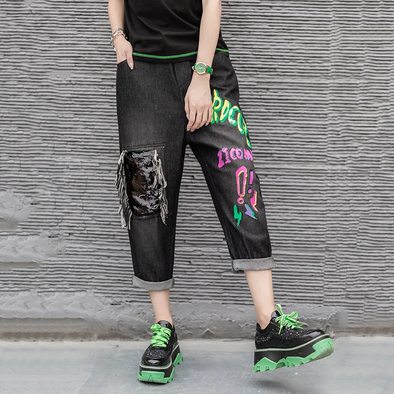 2021 Summer Streetwear Pants Fashion Polished Sequin Trousers Straight Cylinder Letter Printing Women's Jeans Yalabovso 6104
2021 Summer Streetwear Pants Fashion Polished Sequin Trousers Straight Cylinder Letter Printing Women's Jeans Yalabovso 6104