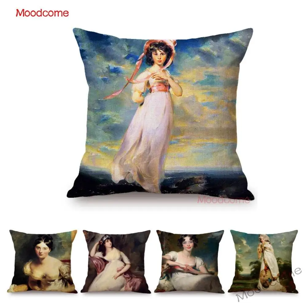 

UK Artist Thomas Lawrence Elegant Royal Lady Duchess Princess Victorian Era Home Decorative Sofa Pillow Case Linen Cushion Cover