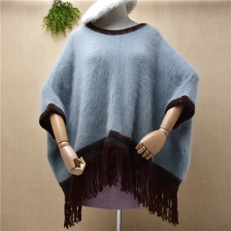 female women Korean fashion hairy mink cashmere knitted o-neck batwing tassel loose pullover mantle sweater cloak sweater pull
female women Korean fashion hairy mink cashmere knitted o-neck batwing tassel loose pullover mantle sweater cloak sweater pull