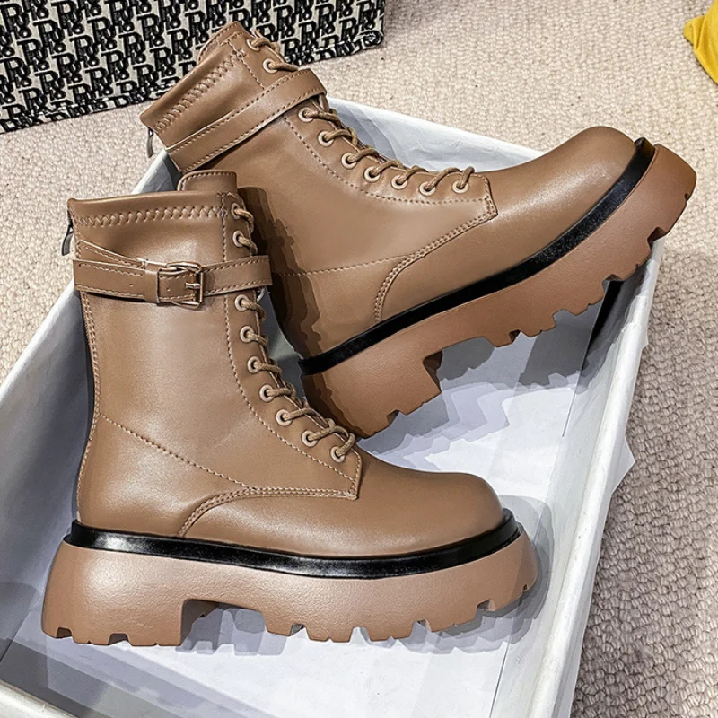 New Motorcycle Women's Boots Pu Leather Lace Up Winter Women Shoes Fashion Autumn Trend Cool Mid-Calf Boots Woman Platform Shoes
New Motorcycle Women's Boots Pu Leather Lace Up Winter Women Shoes Fashion Autumn Trend Cool Mid-Calf Boots Woman Platform Shoes