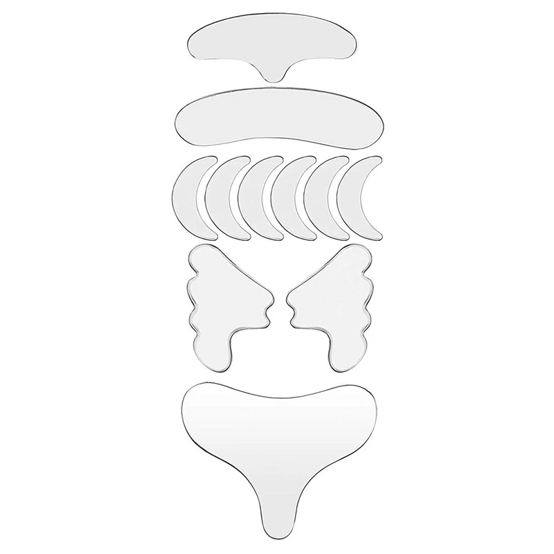 

11 шт. многоразовые силиконовые морщин снятие Наклейка Уход за кожей лица лоб Шея глаз стикер коврик против старения кожи подъема патчи для у...