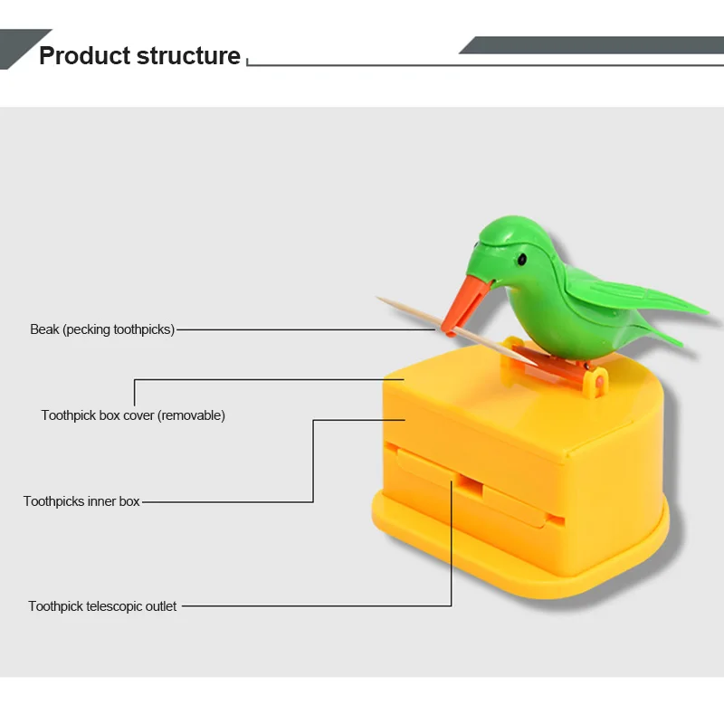 Bird Toothpick Holder Simple And Convenient Creative Personalized Full-automatic Small Bamboo Stick Box Household Toothpick Hold
Bird Toothpick Holder Simple And Convenient Creative Personalized Full-automatic Small Bamboo Stick Box Household Toothpick Hold