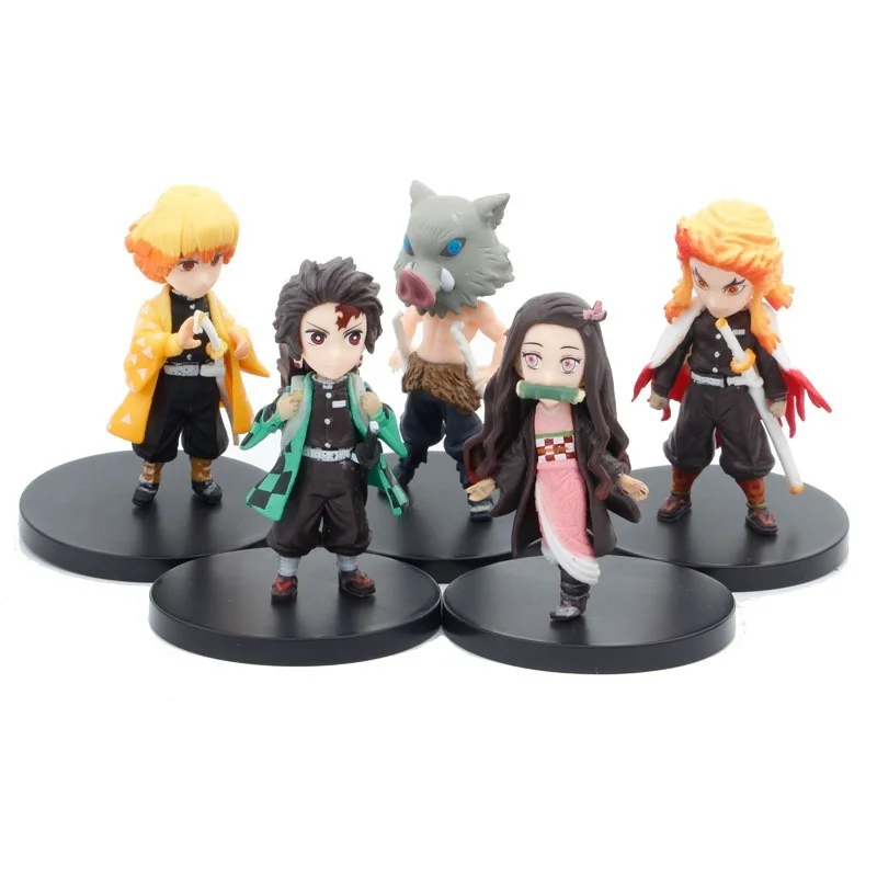 

5pcs/set Demon Slayer Kimetsu no Yaiba Figure Q ver. Giyuu Inosuke Tanjirou Nezuko Zenitsu Figurine anime Action figure