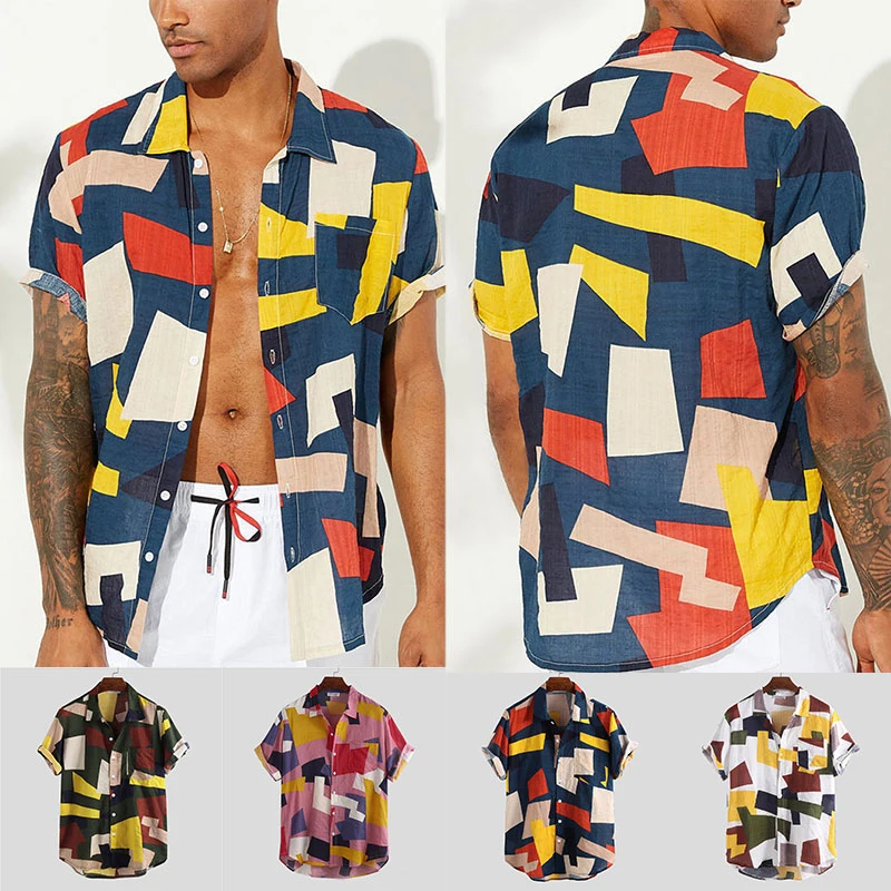 Men's Colorful Short Sleeve Loose Buttons Hawaiian Casual Shirt Summer Breathable Beach Blouse Plus Size Printed Shirts
Men's Colorful Short Sleeve Loose Buttons Hawaiian Casual Shirt Summer Breathable Beach Blouse Plus Size Printed Shirts