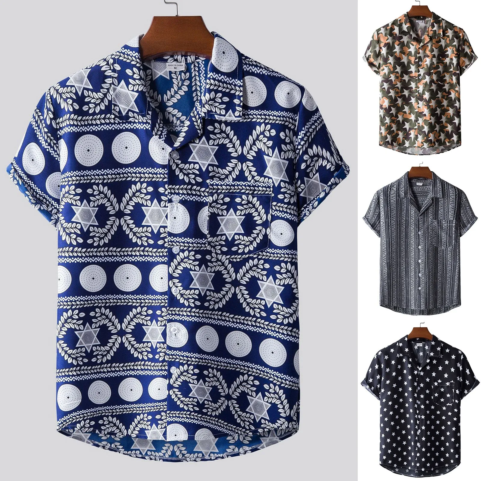 Mens Hawaiian Shirt Casual Dot Stripe Print Shirts Man Short-sleeved Shirts Beach Tops
Mens Hawaiian Shirt Casual Dot Stripe Print Shirts Man Short-sleeved Shirts Beach Tops