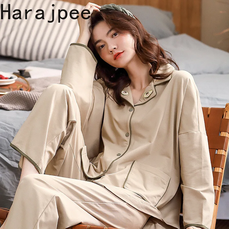 Harajpee Pajamas Women's Long Sleeved Cotton Spring and Autumn 2021 Korean Style Fashion Thin Home Clothes Two-piece Suit
Harajpee Pajamas Women's Long Sleeved Cotton Spring and Autumn 2021 Korean Style Fashion Thin Home Clothes Two-piece Suit