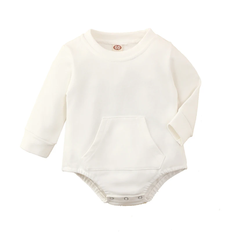 Infant Baby Cotton Romper, Long Sleeve Crew Neck Solid Color Front Pocket Bodysuit
Infant Baby Cotton Romper, Long Sleeve Crew Neck Solid Color Front Pocket Bodysuit