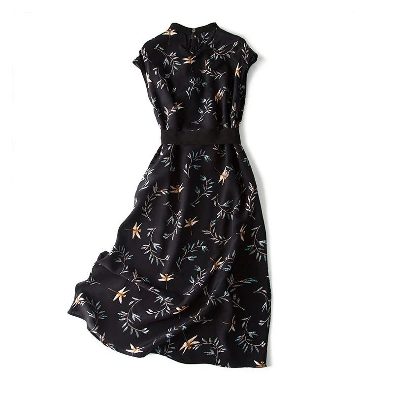 SuyaDream Woman Printed Long Dress 100%Silk Crepe Stand Collar Short Sleeves Dress 2021 Spring Elegant Sashes Summer Dresses
SuyaDream Woman Printed Long Dress 100%Silk Crepe Stand Collar Short Sleeves Dress 2021 Spring Elegant Sashes Summer Dresses