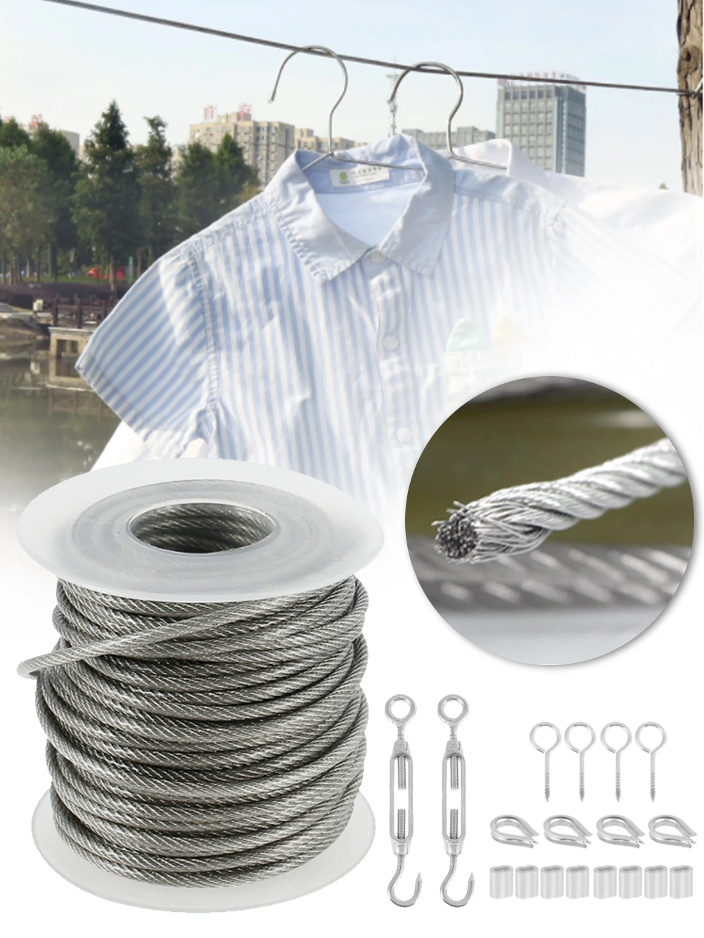 New 15m/30m Steel PVC Coated Flexible Wire Rope Soft Cable Transparent Stainless Steel Clothesline Kit Cable with Accessories
New 15m/30m Steel PVC Coated Flexible Wire Rope Soft Cable Transparent Stainless Steel Clothesline Kit Cable with Accessories
