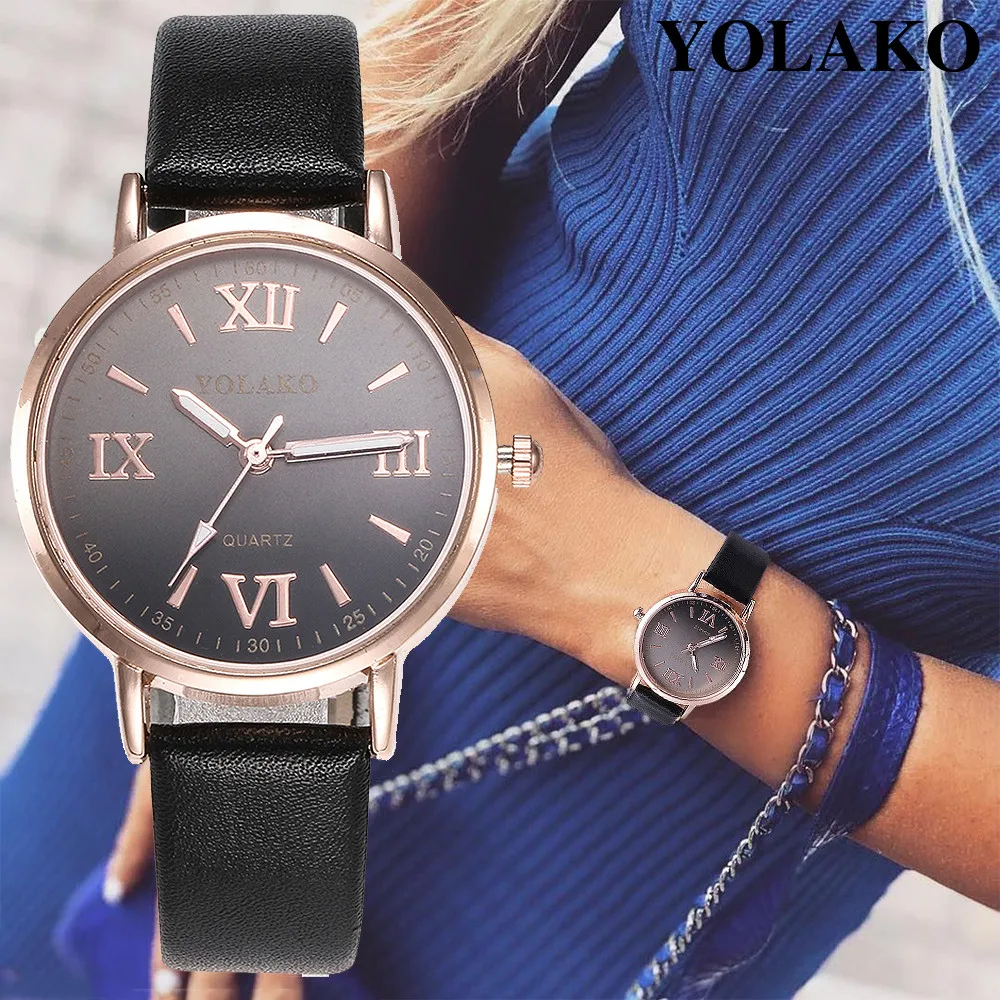 

Reloj de mujer YOLAKO Women's Casual Quartz Leather Band Luxury ladies quartz wristband Gradient Watch Analog Wrist Watch