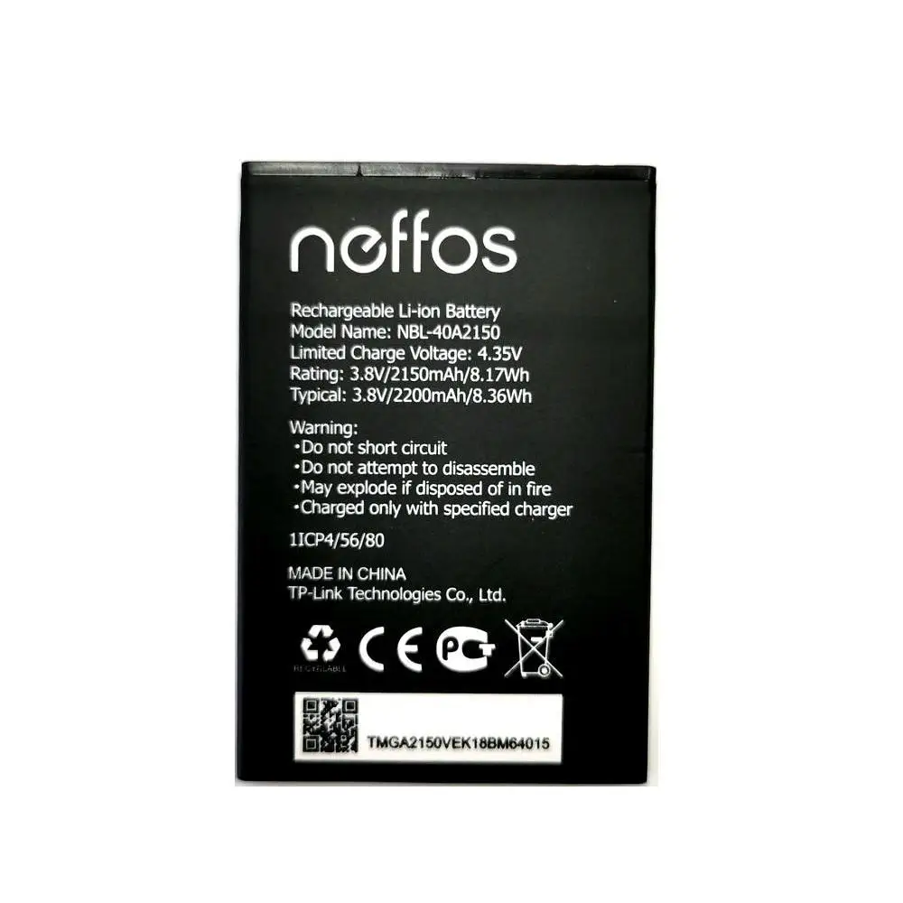 Новый аккумулятор 2200 мАч 3,8 Вт-ч в для Neffos TP-link Neffos NBL-40A2150, батарея для сотового телефона
Новый аккумулятор 2200 мАч 3,8 Вт-ч в для Neffos TP-link Neffos NBL-40A2150, батарея для сотового телефона
