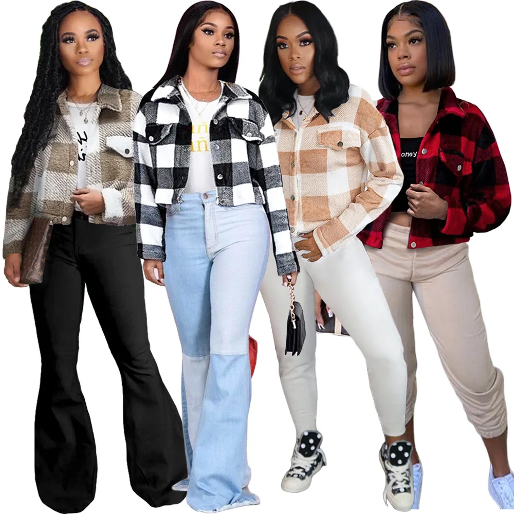 2021 Autumn Thickened Double-faced Fleece Plaid Jacket Women Match Color Coat Long Sleeve Turn Down Collar Streetwear Jacket
2021 Autumn Thickened Double-faced Fleece Plaid Jacket Women Match Color Coat Long Sleeve Turn Down Collar Streetwear Jacket