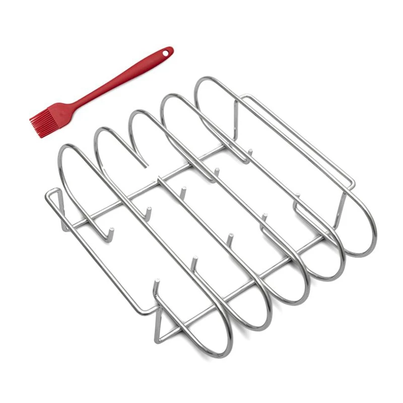 Rib Roasting Rack Holds 4 Ribs,Slot BBQ Stand with 2 Easy Grip Handles,For Oven and Grill,Etc,With Sauce Basting Brush
Rib Roasting Rack Holds 4 Ribs,Slot BBQ Stand with 2 Easy Grip Handles,For Oven and Grill,Etc,With Sauce Basting Brush