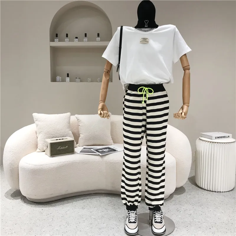Niche Design Women's Spring 2021 Fashion Striped Drawstring Casual Pants Slim And Versatile Leggings Loose Harem Pants
Niche Design Women's Spring 2021 Fashion Striped Drawstring Casual Pants Slim And Versatile Leggings Loose Harem Pants