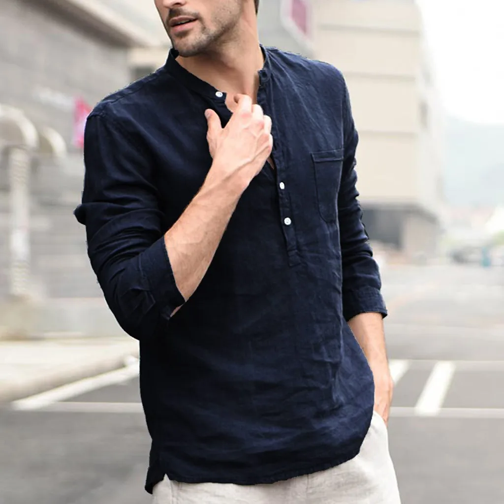 2021 Men Casual Shirt Blouse Autumn Vintage Pure Color Button Linen Solid Long Sleeve Retro Loose Tee Shirts Tops Blouse #40
2021 Men Casual Shirt Blouse Autumn Vintage Pure Color Button Linen Solid Long Sleeve Retro Loose Tee Shirts Tops Blouse #40
