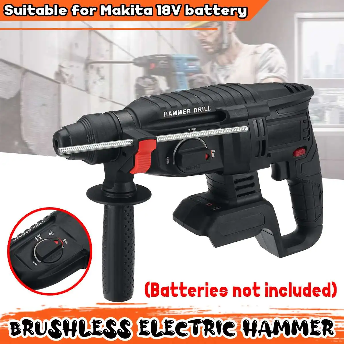 Electric Rotary Hammer Brushless Cordless Demolition Hammer Impact Drill Concrete Breaker Home Power Tools for Makita Battery
Electric Rotary Hammer Brushless Cordless Demolition Hammer Impact Drill Concrete Breaker Home Power Tools for Makita Battery