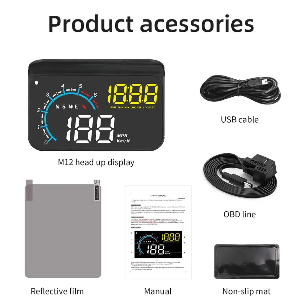HUD plug-and-play driving device,car head up display general OBD car speed GPS satellite smart HD projector Fault alarm
HUD plug-and-play driving device,car head up display general OBD car speed GPS satellite smart HD projector Fault alarm