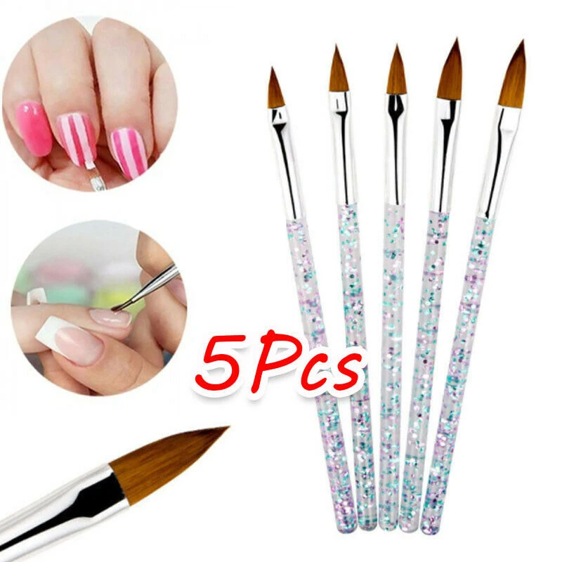 

5 шт. профессиональная кисть для ногтей акриловая ручка с кристаллами УФ-гель для наращивания ногтей ручка с блестками стержень для дизайна ...