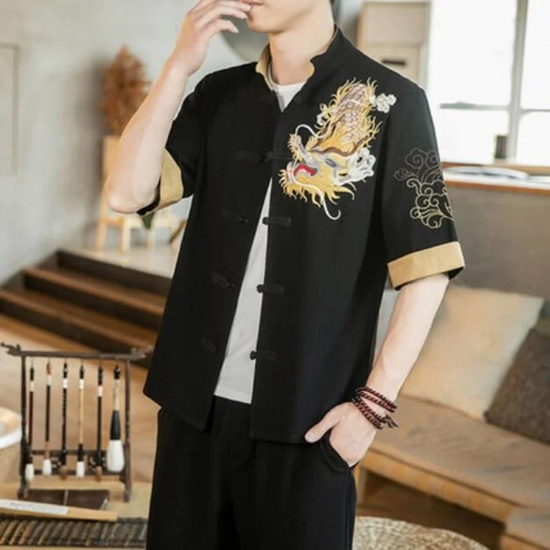 Chinese Dragon Shirt 2021 New Summer Embroider Tang Suit Kung Fu Clothes Vintage Traditional Chinese Clothing For Men Top KK3554
Chinese Dragon Shirt 2021 New Summer Embroider Tang Suit Kung Fu Clothes Vintage Traditional Chinese Clothing For Men Top KK3554