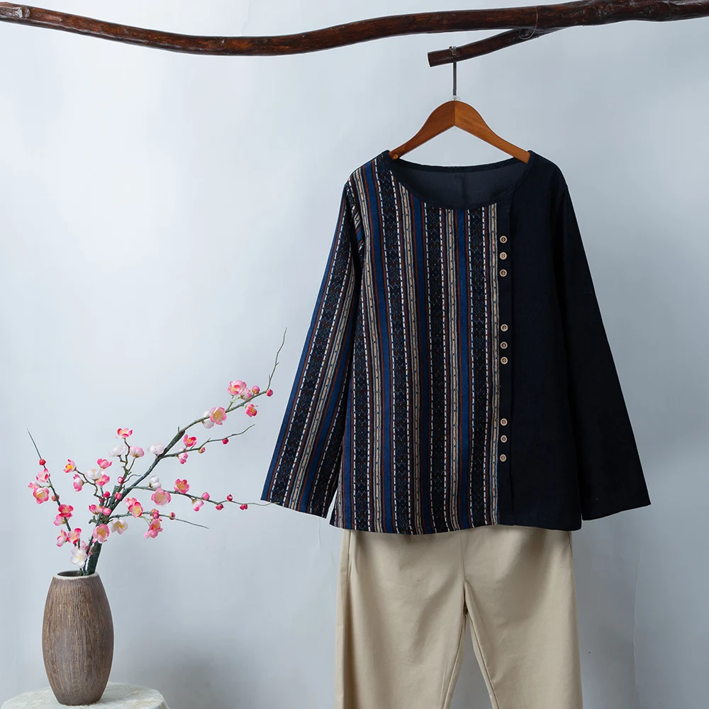 Женская винтажная блузка в полоску Anself, свободная хлопковая блузка с длинным рукавом и круглым вырезом, повседневные топы на весну, осень и ...
Женская винтажная блузка в полоску Anself, свободная хлопковая блузка с длинным рукавом и круглым вырезом, повседневные топы на весну, осень и ...