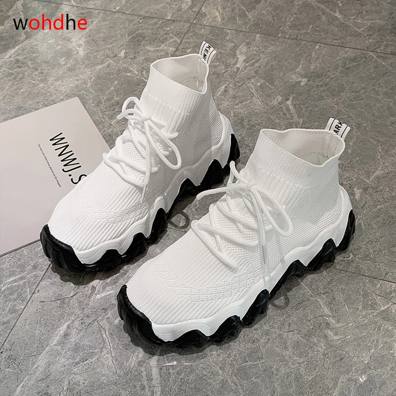 wohdhe Casual Elastic Sock Sneakers Thick Bottom Lace-up Light Tenis Feminino Soft Womens Breathable Sneakers Black High 5cm
wohdhe Casual Elastic Sock Sneakers Thick Bottom Lace-up Light Tenis Feminino Soft Womens Breathable Sneakers Black High 5cm