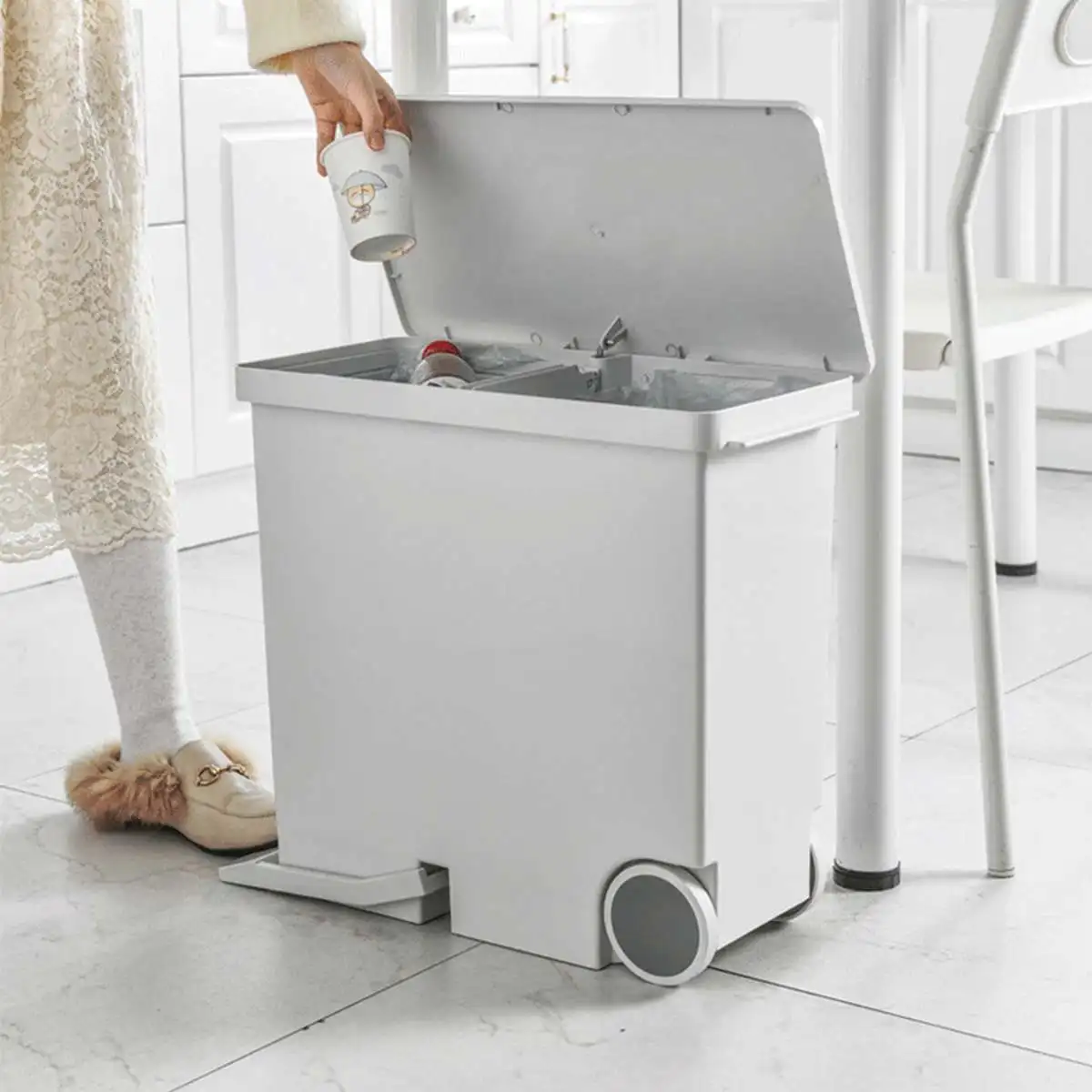 26L Dry And Wet Separation Waste Bin Household Kitchen Stacked Sorting Trash Can With Pedal Design Rubbish Bin For Bathroom
26L Dry And Wet Separation Waste Bin Household Kitchen Stacked Sorting Trash Can With Pedal Design Rubbish Bin For Bathroom