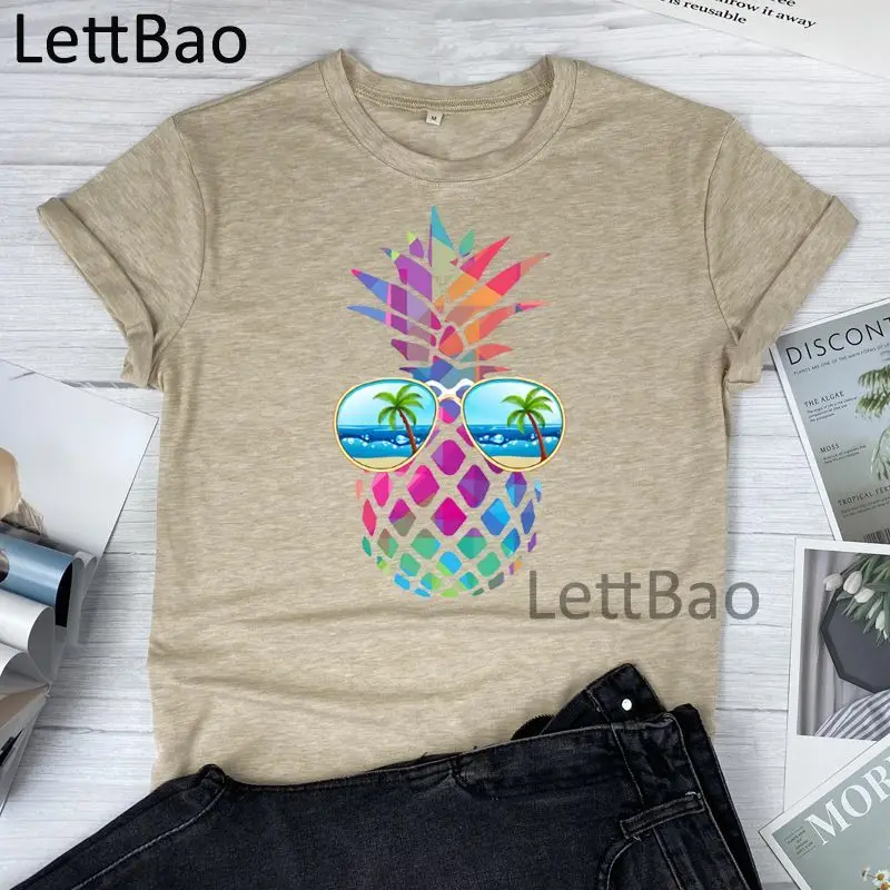 Футболка женская с принтом ананасов, Повседневная рубашка в стиле Харадзюку, хипстерский топ с коротким рукавом, уличная одежда
Футболка женская с принтом ананасов, Повседневная рубашка в стиле Харадзюку, хипстерский топ с коротким рукавом, уличная одежда