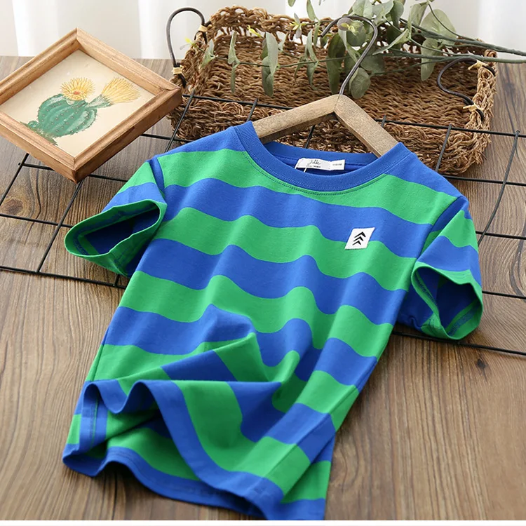 Boys short-sleeved t-shirt baby summer 2021 new children's striped thin casual top
Boys short-sleeved t-shirt baby summer 2021 new children's striped thin casual top