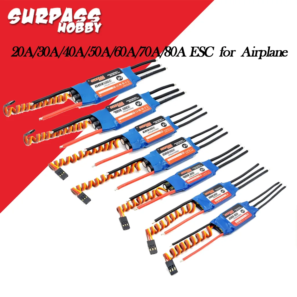 SURPASS HOBBY 20A 30A 40A 50A 60A 70A 80A ESC Speed Controller 2-6S BLHeli BEC SBEC for RC FPV Airplanes Multicopter Helicopter
SURPASS HOBBY 20A 30A 40A 50A 60A 70A 80A ESC Speed Controller 2-6S BLHeli BEC SBEC for RC FPV Airplanes Multicopter Helicopter