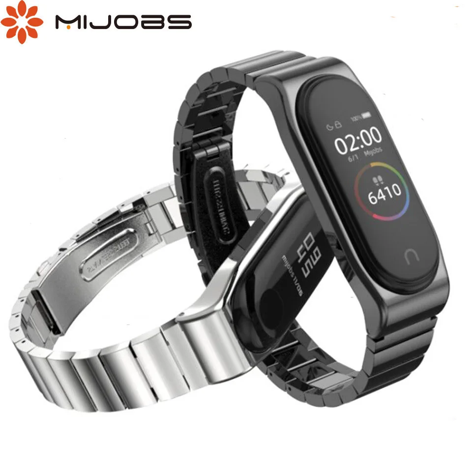 Mijobs Miband 4 ремешок для Xiaomi mi band Металлический Браслет Смарт часы Безвинтовой