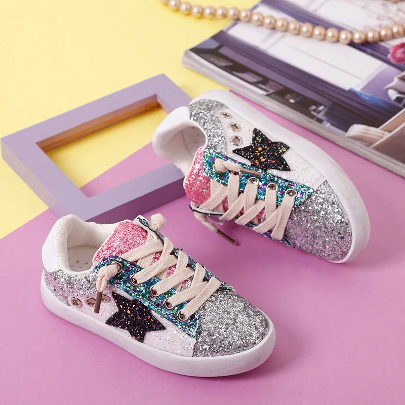 Children's Sequins Student Casual Girls Fashion Street Flat Shoes Model Children Cmall Batch Customization Popular
Children's Sequins Student Casual Girls Fashion Street Flat Shoes Model Children Cmall Batch Customization Popular