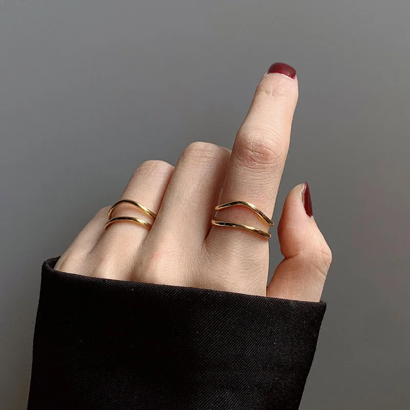 MEYRROYU Sterling Silver Double-layer Curved Opening Rings For Women Elegant Fine Gold Jewelry Party Accessories Bague Homme
MEYRROYU Sterling Silver Double-layer Curved Opening Rings For Women Elegant Fine Gold Jewelry Party Accessories Bague Homme
