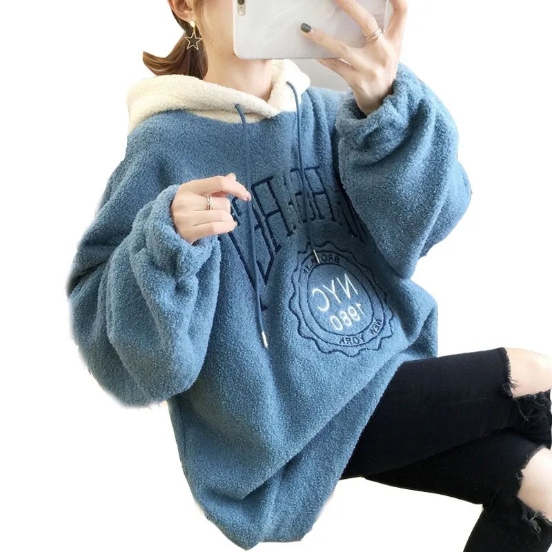 Zuolunouba Winter 2020 New Thickened Plus Velvet Female Pullover Loose Mid-length Lamb Cashmere Letters Casual Ladies Hoodie
Zuolunouba Winter 2020 New Thickened Plus Velvet Female Pullover Loose Mid-length Lamb Cashmere Letters Casual Ladies Hoodie