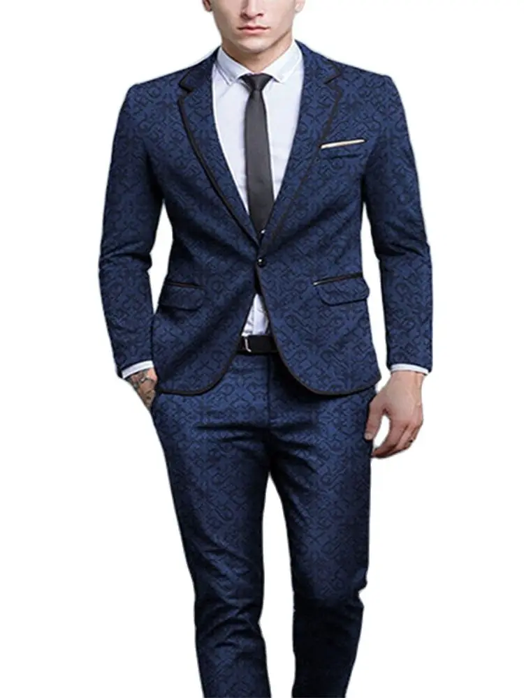 2Pcs Navy Blue Pattern Jacket Pants Notch Lapel Blazer Trousers Men Suits Sets Party Wear Coat Custom Made Plus Size Clothing
2Pcs Navy Blue Pattern Jacket Pants Notch Lapel Blazer Trousers Men Suits Sets Party Wear Coat Custom Made Plus Size Clothing