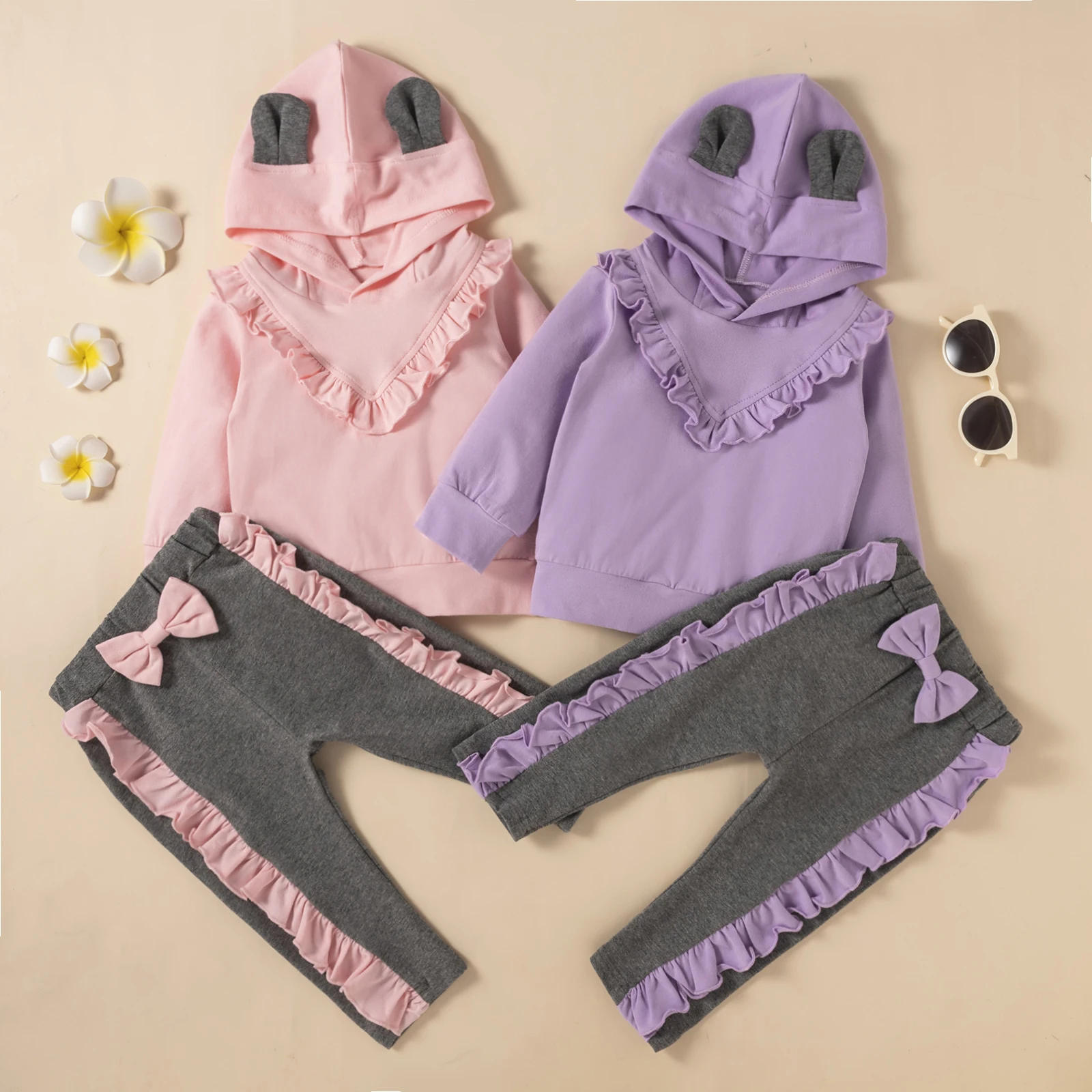 Baby Girls 2Pcs Fall Outfits Casual Long Sleeve Hooded Pullover Ruffle Hoodies and Bowknot Long Pants Set
Baby Girls 2Pcs Fall Outfits Casual Long Sleeve Hooded Pullover Ruffle Hoodies and Bowknot Long Pants Set