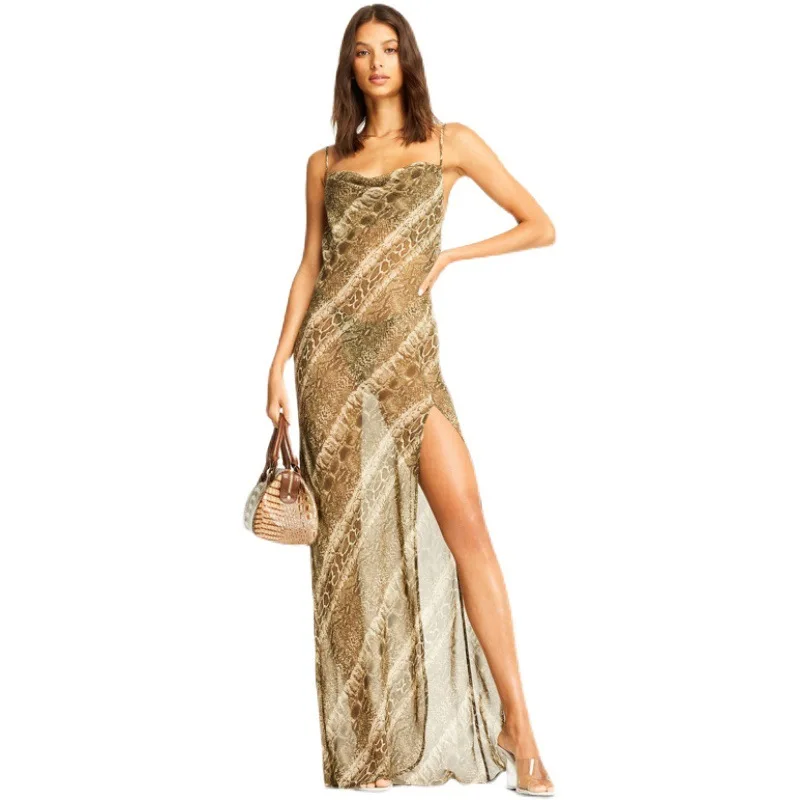Snake Print Chiffon Sexy Women Long Party Slip Maxi Sheer Dress Lady Strap Backless Slit Elegant 2021 Autumn Clothes Girls
Snake Print Chiffon Sexy Women Long Party Slip Maxi Sheer Dress Lady Strap Backless Slit Elegant 2021 Autumn Clothes Girls