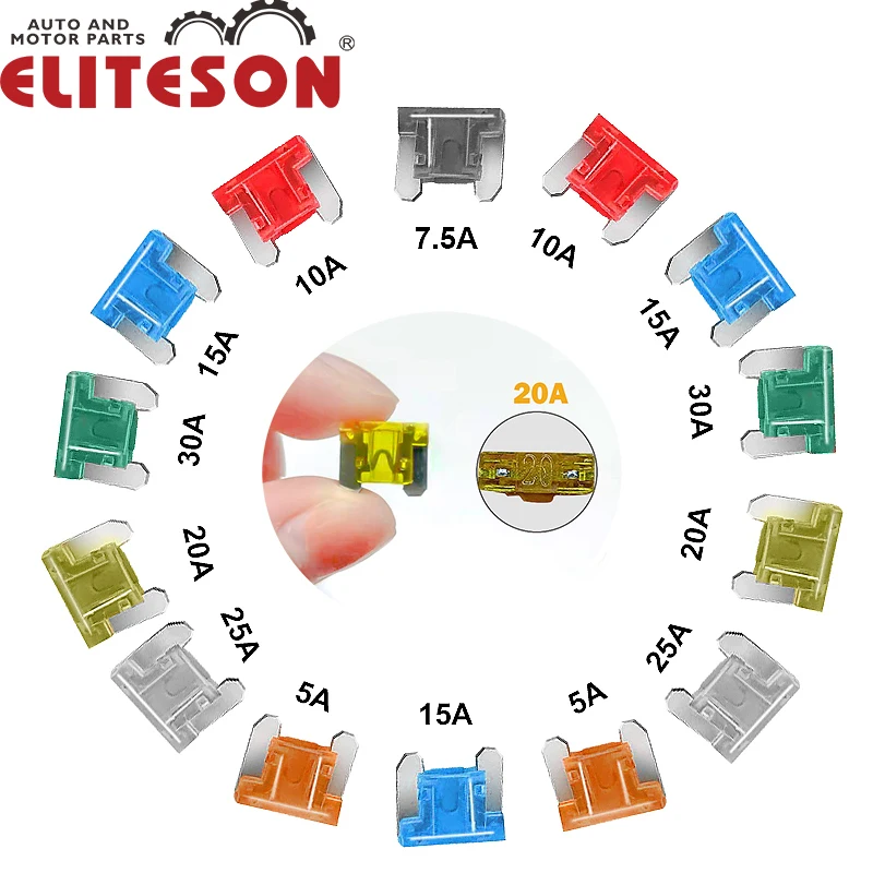 Eliteson 10PCS Car Fuses 5A 7.5A 10A 15A 20A 25A 30A Mini Size Blade Fuses Standard Auto Assortments Parts
Eliteson 10PCS Car Fuses 5A 7.5A 10A 15A 20A 25A 30A Mini Size Blade Fuses Standard Auto Assortments Parts