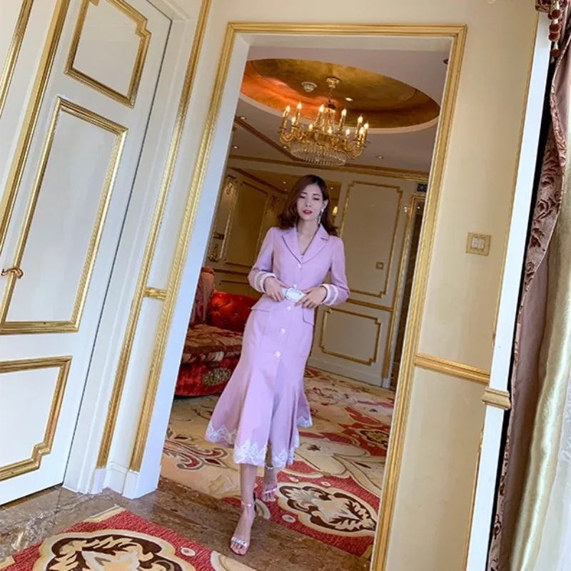 Office Ladies Elegant Dress 2021 Spring Slim Fit Sexy Split Trumpet Dresses Designer Sashes Single Breasted Fashion Pink Dress
Office Ladies Elegant Dress 2021 Spring Slim Fit Sexy Split Trumpet Dresses Designer Sashes Single Breasted Fashion Pink Dress