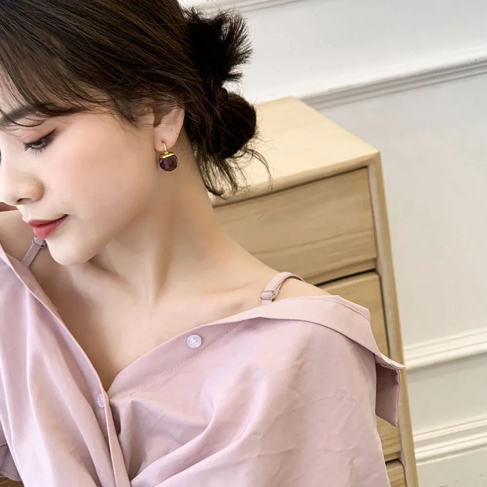 New Luxury Purple Red And Green Genuine Natural Crystal Ball Heart Charms Drop Earrings Gold Buckle Circle For Women
New Luxury Purple Red And Green Genuine Natural Crystal Ball Heart Charms Drop Earrings Gold Buckle Circle For Women