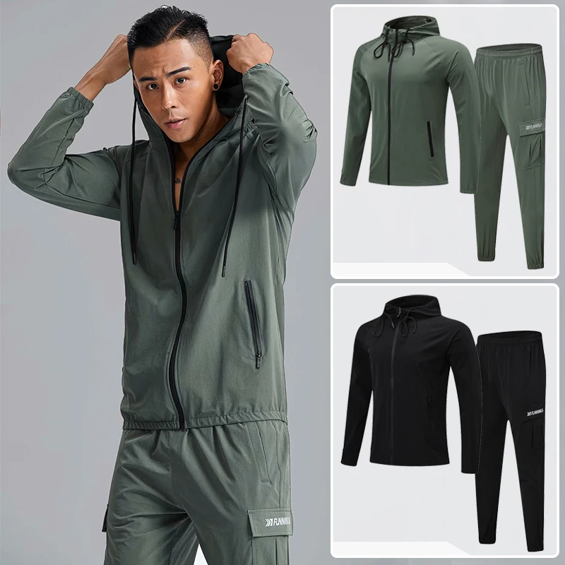 Men's Sports Sets Long Sleeve Zipper Hoodie Breathable Sportswear Outdoor Running Jogging Mens Gym Sport Running Trousers Suit
Men's Sports Sets Long Sleeve Zipper Hoodie Breathable Sportswear Outdoor Running Jogging Mens Gym Sport Running Trousers Suit