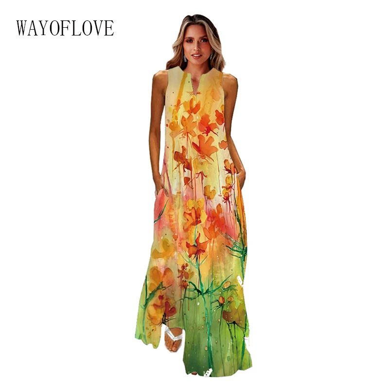 MOVOKAKA Spring Summer Holiday Sleeveless Dress Women Loose Casual Beach Vintage Dresses Elegant V-neck Print Long Dress 4XL 5XL
MOVOKAKA Spring Summer Holiday Sleeveless Dress Women Loose Casual Beach Vintage Dresses Elegant V-neck Print Long Dress 4XL 5XL